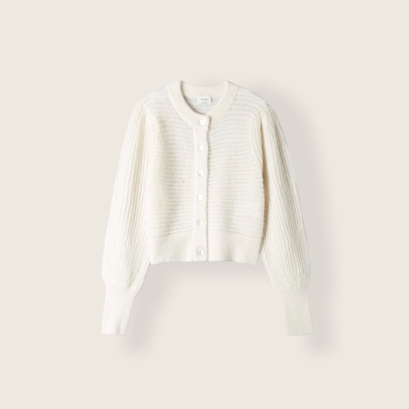 EUC Aritzia Cropped White Alpaca Cardigan XXS - Picture 3 of 13